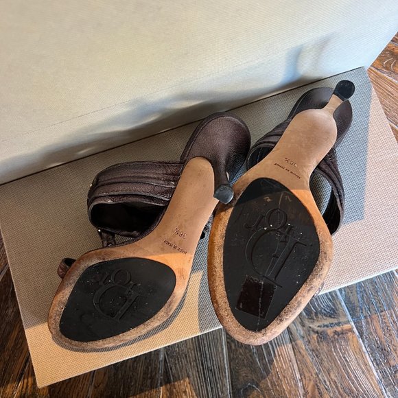 Vintage Christian Dior Y2K Metallic Mule-Sandal Heels With CD Logo - Picture 8 of 8